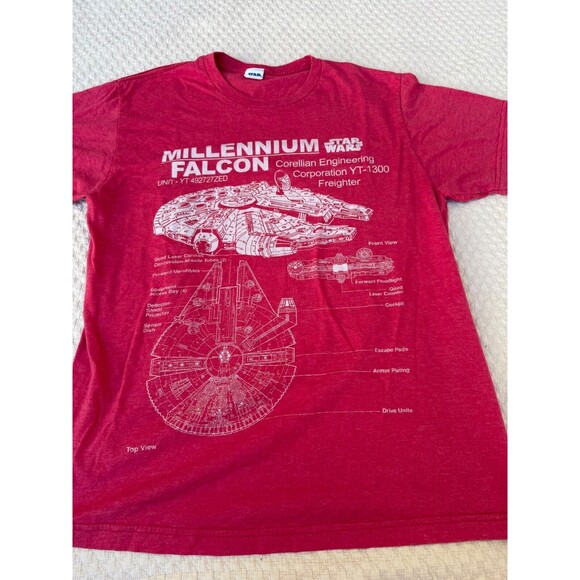 Star Wars Millennium Falcon Graphic Tee Shirt Short Sleeve T-Shirt Mens Large - Picture 3 of 14